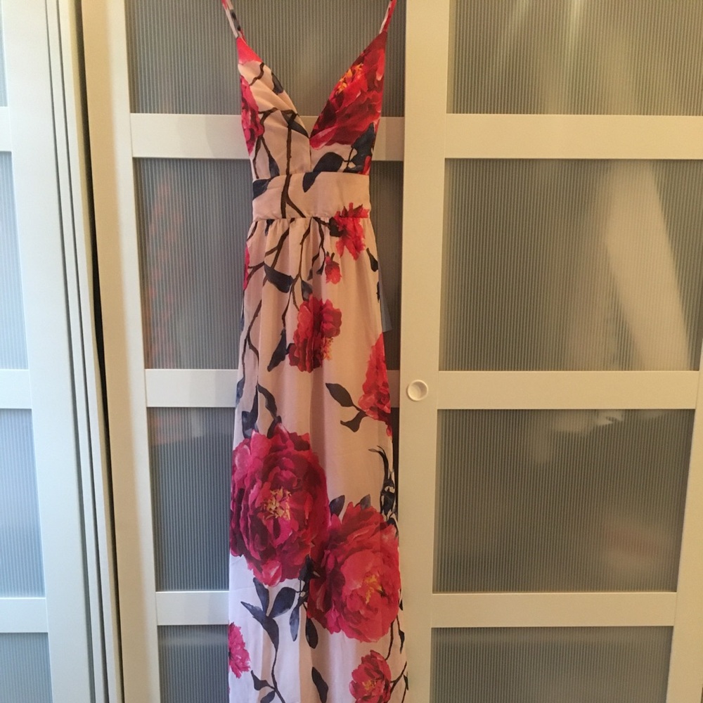 Pink Floral Print Dress
